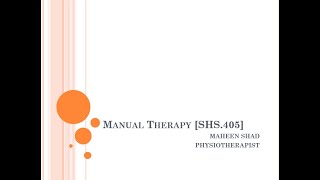 Manual Therapy Lecture 8 Cervical and Thoracic Syndrome [upl. by Jari]