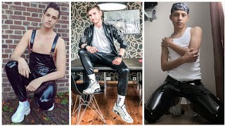 Trendy leather latex PVC pants outfits for men and boys2022 [upl. by Bellew23]