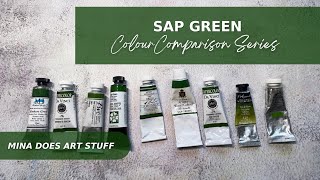 Sap Green Watercolour  Colour Comparison Series  Mina Does Art Stuff [upl. by Ohs802]