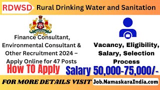 RDWSD Karnataka Recruitment 2024  47 Posts  Government Jobs 2024 Karnataka  Job Vacancy 2024 [upl. by Warfield902]