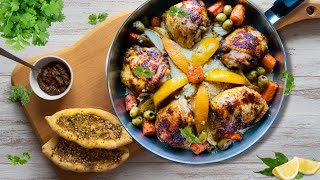 MOROCCAN CHICKEN TAGINE WITH COUSCOUS  CHICKEN TAGINE WITH PRESERVED LEMONS  BEST SHABBAT DINNER [upl. by Macfadyn351]