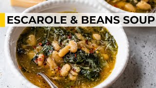 EASY ITALIAN COMFORT FOOD  escarole and beans soup recipe [upl. by Ynohtnaed]