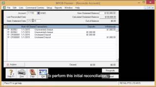 Performing Initial Bank Reconciliation in MYOB Accounting [upl. by Adleremse]