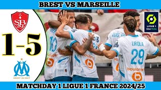 BREST 1 VS 5 MARSEILLE  Matchday 1 Ligue 1 France 202425 [upl. by Soloma]