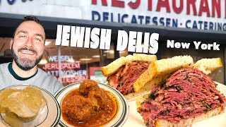 Iconic JEWISH DELIS In NY  Massive PASTRAMI SANDWICH  Israeli Smash Burger [upl. by Ahsikahs]