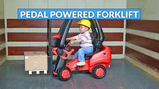 Pedal Powered Forklift  Rideable Toy Forklift Lets Your Kids Actually Pick Stuff Up [upl. by Recha625]