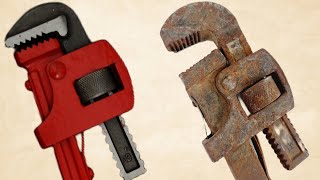 Rusty Pipe Wrench RestorationOld Rusty Pipe WrenchVintage Pipe Wrench Restoration [upl. by Rednaxela]