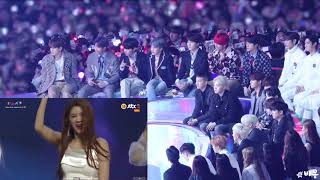 181201 BTS REACTION MOMOLAND BBOOM BBOOM IN MELON MUSIC AWARDS MMA2018 MelonMusicAwards [upl. by Annoid]