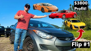 Flipping cars until I can afford a SUPERCAR How I made 3800 flipping a 400 Hyundai Elantra [upl. by Sherburne]