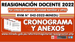 REASIGNACION DOCENTE 2022 MINEDU Pasos y cronograma [upl. by Neuberger]