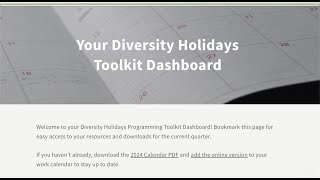 Diversity Holidays Calendar and Toolkit [upl. by Aniled]