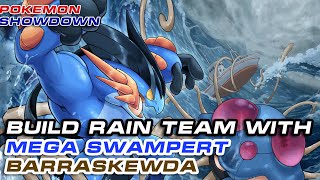 BUILD RAIN TEAM WITH MEGA SWAMPPERT  BARRASKEWDA  Pokemon Showdown [upl. by Nirda]