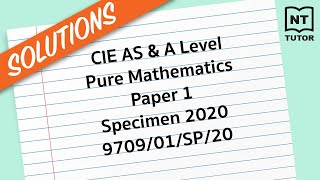 Question 7b CIE AS amp A level Pure Mathematics Paper 1 Specimen 2020 970901SP20 [upl. by Ttennaej953]