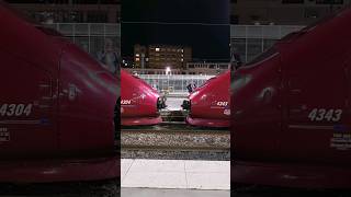 Coupling of a Eurostar in Thalys colors at Paris Nord station thalys eurostar coupling [upl. by Lap]