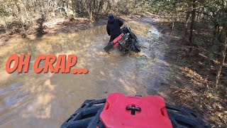 ATV Trail Ride Gone Wrong  CanAm Outlander 850 Kawasaki Brute Force 750 [upl. by Kcirde]