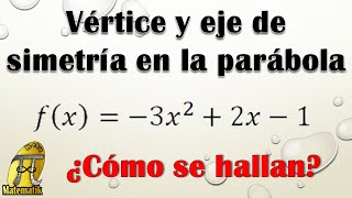 Vértice y ecuación del eje de simetría en la función cuadrática  Ejemplo 1 [upl. by Anierdna]