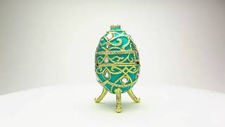 Teal Faberge Egg Trinket Box Russian Egg Decorated with Swarovski Crystals Collectors Easter Egg [upl. by Enair]