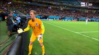 The REACTION of Joe Hart after Andrea Pirlos freekick England 12 Italy  15062014 [upl. by Lusar]