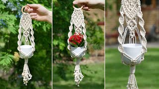 Mini Macramé Plant Hanger DIY Boho Home Decor for Plants [upl. by Ecnarepmet]