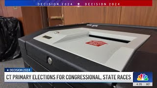 Primary day in Connecticut for congressional and local races [upl. by Sidnarb]