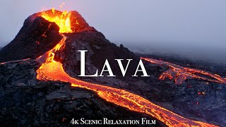 Volcano amp Lava 4K  Scenic Relaxation Film With Calming Music [upl. by Narmi430]