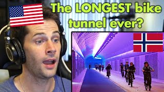 American Reacts to Norway’s Fyllingsdalen Bike Tunnel [upl. by Innob196]