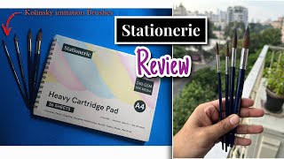 Stationerie kolinsky imitation brushes amp Heavy cartidge pad REVIEW  Best brushes for Watercolor [upl. by Ellinehc]