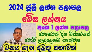 2024 July Lagna Palapala Mesha Lagnaya 2024 ජුලි ලග්න පලාපල මේෂ ලග්නය [upl. by Kale]