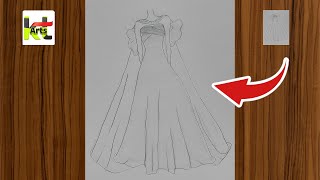 A beautiful dress drawing  Fashion illustration drawing step by step tutorial for beginners [upl. by Wrigley]