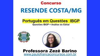 Concurso Prefeitura de Resende Costa  Português IBFP  Professora Zezé Barino [upl. by Schoenburg812]