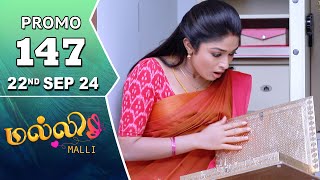 Malli Serial  Episode 147 Promo  22nd Sep 24  Nikitha  Vijay  Saregama TV Shows Tamil [upl. by Ecnadnac943]