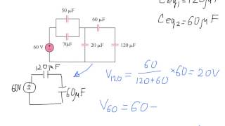 Finding voltage across capacitors in the electric circuit Example with solution [upl. by Landahl377]