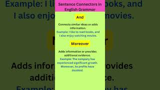 Sentence Connectors in English Grammar AndMoreover [upl. by Ahsiaa850]