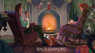 A Vintage Christmas by a cozy fireplace 🎅 Oldies playing in another room 🎄 w crackling fire ASMR [upl. by Acihsay]