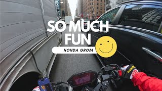 Honda Grom Riding Around Midtown NYC  Pure Sound 4K [upl. by Torrance]