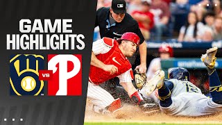 Brewers vs Phillies Game Highlights 6324  MLB Highlights [upl. by Eetsirk263]