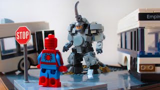 Lego Spidermen vs Rhino Diorama MOC [upl. by Silvester]