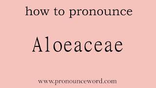 Aloeaceae How to pronounce Aloeaceae in english correctStart with A Learn from me [upl. by Gagne]