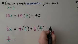 6th Grade Math 102a Evaluating Algebraic Expressions [upl. by Lammond]