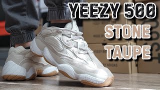 Yeezy 500 quotStone Taupequot Review amp On Feet [upl. by Esinal]