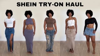 SHEIN TRYON HAUL  DENIM SKIRTS PANTS DRESSES AND CUTE SETS [upl. by Dorcy]