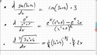 20A1 Fingerübungen zu Ableitungen Kettenregel Potenzregel Produktregel Quotientenregel [upl. by Yrehcaz992]