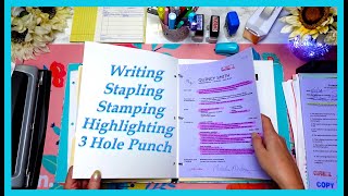 ASMR Paper SortingOrganizing Into Binder  Writing  Stapling  Stamping  Highlight  No Talking [upl. by Tessie]