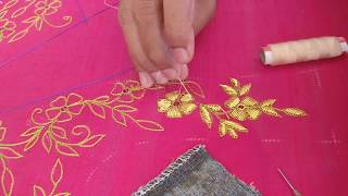 5 petal flowers with Zardosi  Tutorial [upl. by Eva]