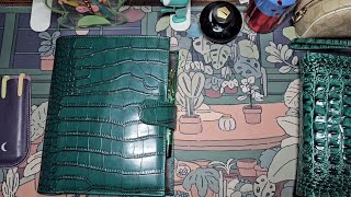 A5 ring green leather croc print planner [upl. by Brenk]