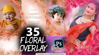 35 Floral Texture Background Overlays  2024 Photoshop Overlays Free [upl. by Ylla716]