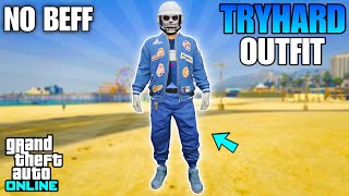 GTA 5 ONLINE EASY BLUE JOGGERS COP BELT TRYHARD MODDED OUTFIT 168 NO NET CUT [upl. by Mackoff]