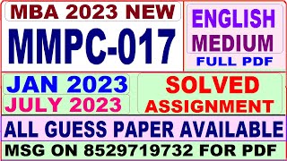 mmpc 017 solved assignment 2023  mmpc 17 solved assignment 2023 in english  ignou mba 202223 [upl. by Enecnarf]