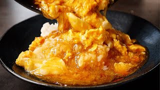 わずか5分！もう他の丼には戻れない！卵だけで作る『中華あんかけ玉子丼』の作り方 [upl. by Negem]