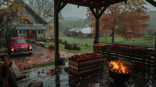 Día lluvioso en una granja con chimenea crepitando y la lluvia cayendo para relajarse [upl. by Silloh]